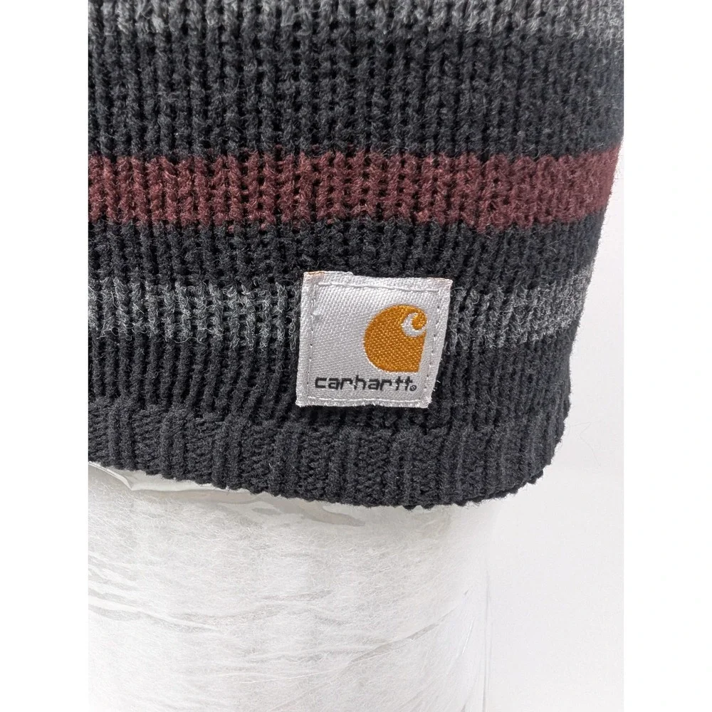 Northface Navy Fleece Lined Beanie + Carhartt Reversible Knit Hat Bundle‎ OS